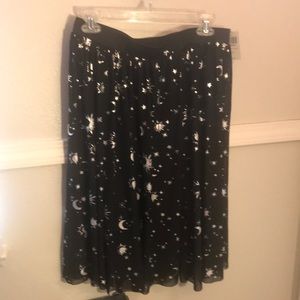 New with Tags! Hot Topic black and silver midi skirt with celestial pattern.